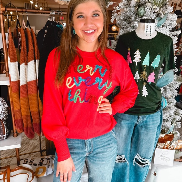 *RESTOCKED* Merry Everything Lurex Red Christmas Sweater - Picture 3 of 3